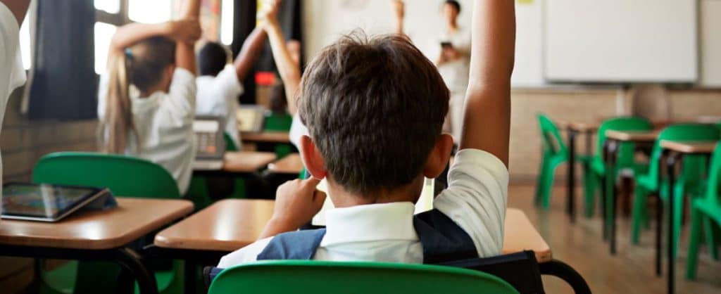 estudante de educação especial em escola